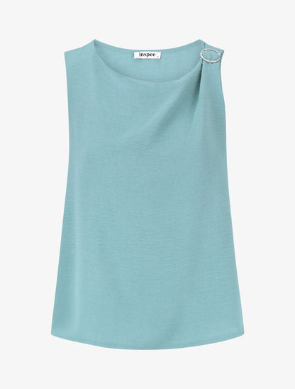 Top uni à détail broche - Vert d&