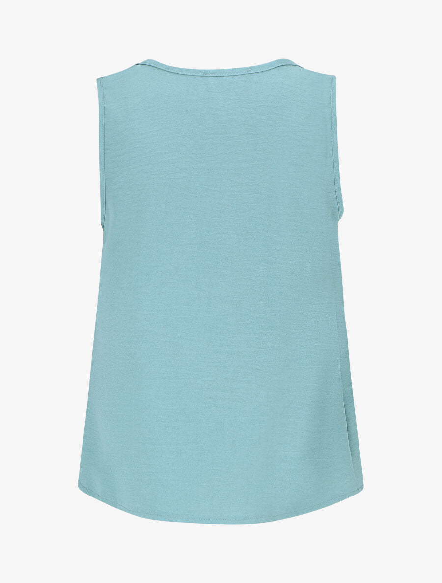 Top uni à détail broche - Vert d&