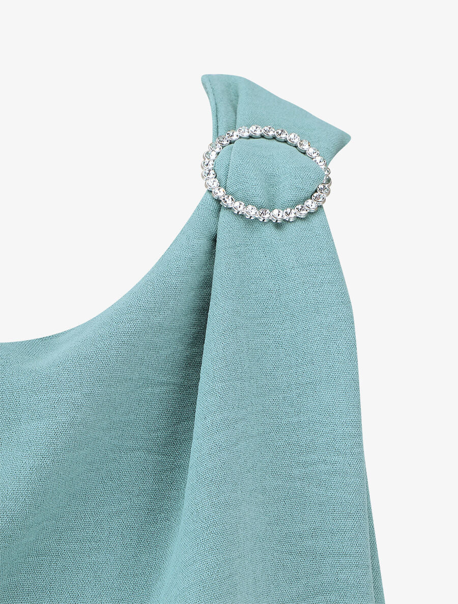 Top uni à détail broche - Vert d&