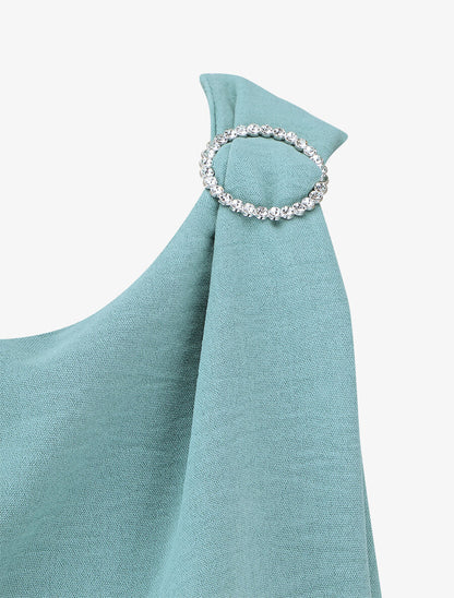 Top uni à détail broche - Vert d&