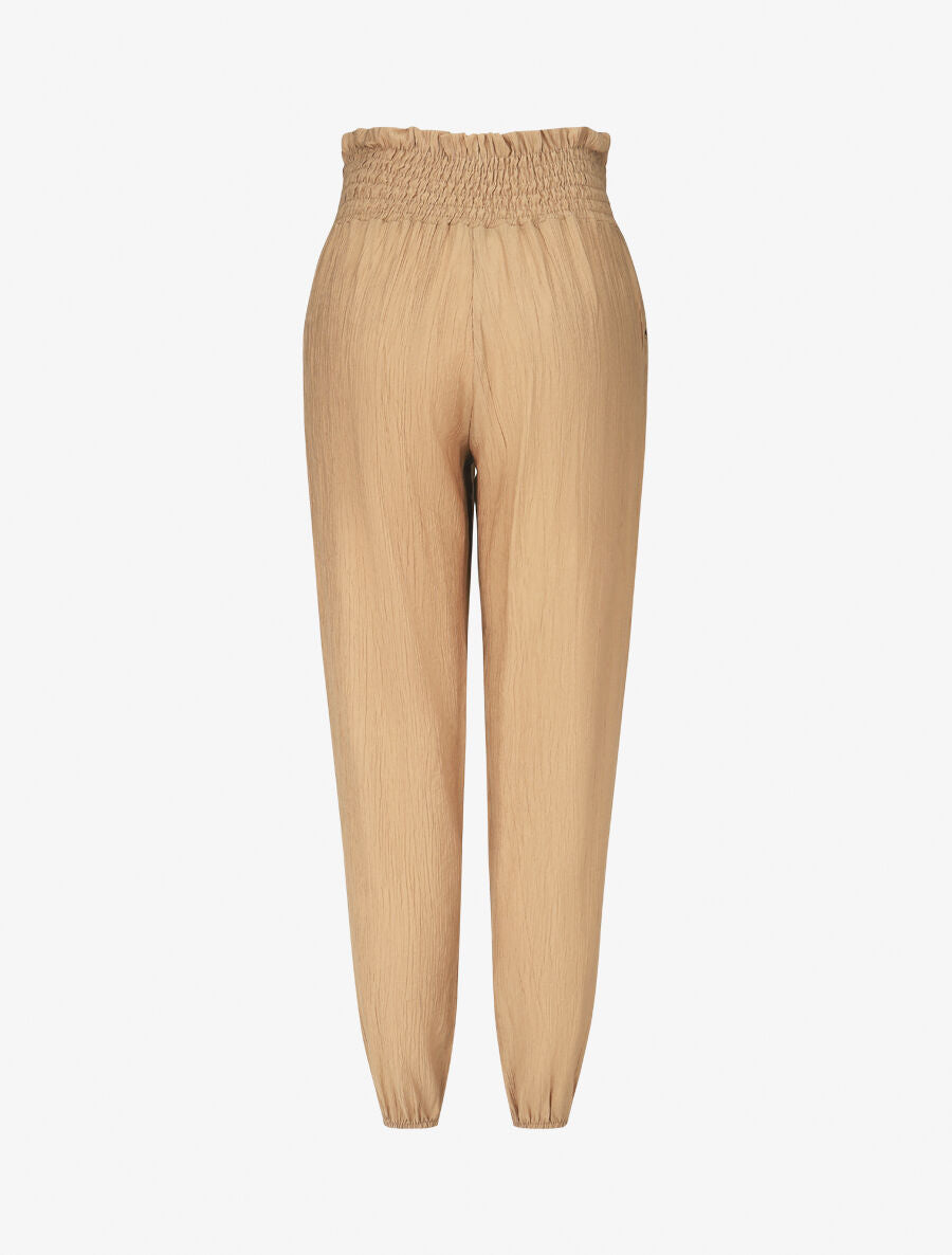 Pantalon droit taille haute plissée - Beige - 2