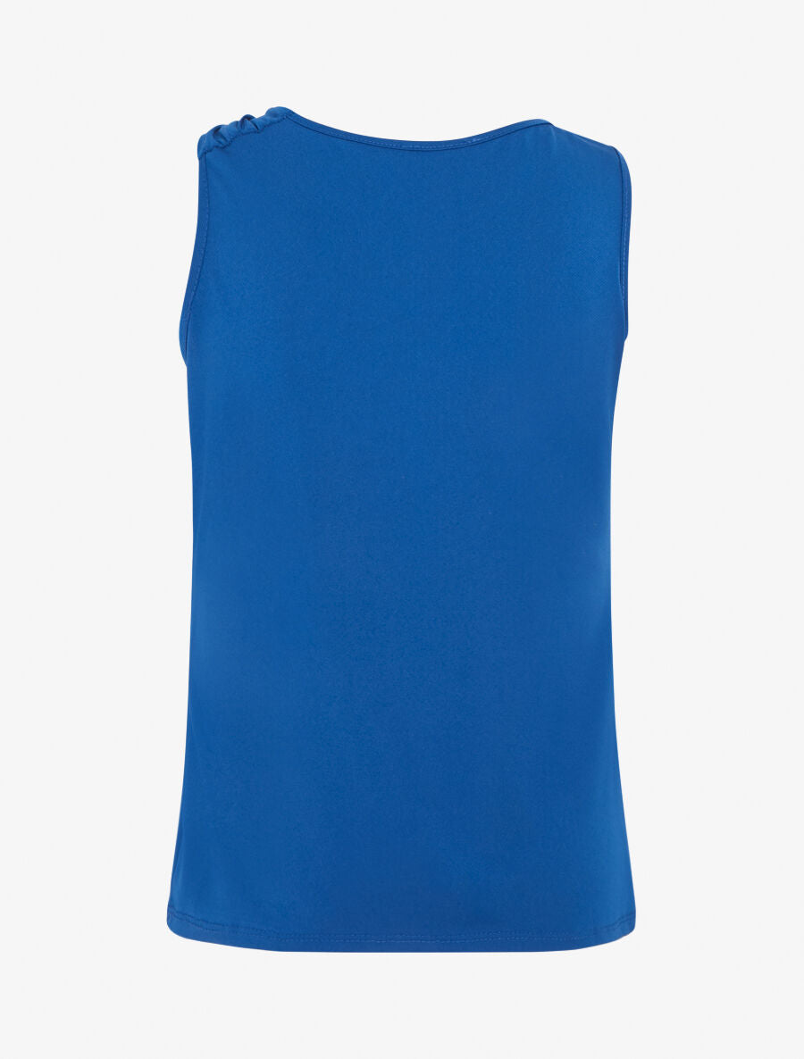 Top uni sans manches à détail dentelle - Bleu roi - 2