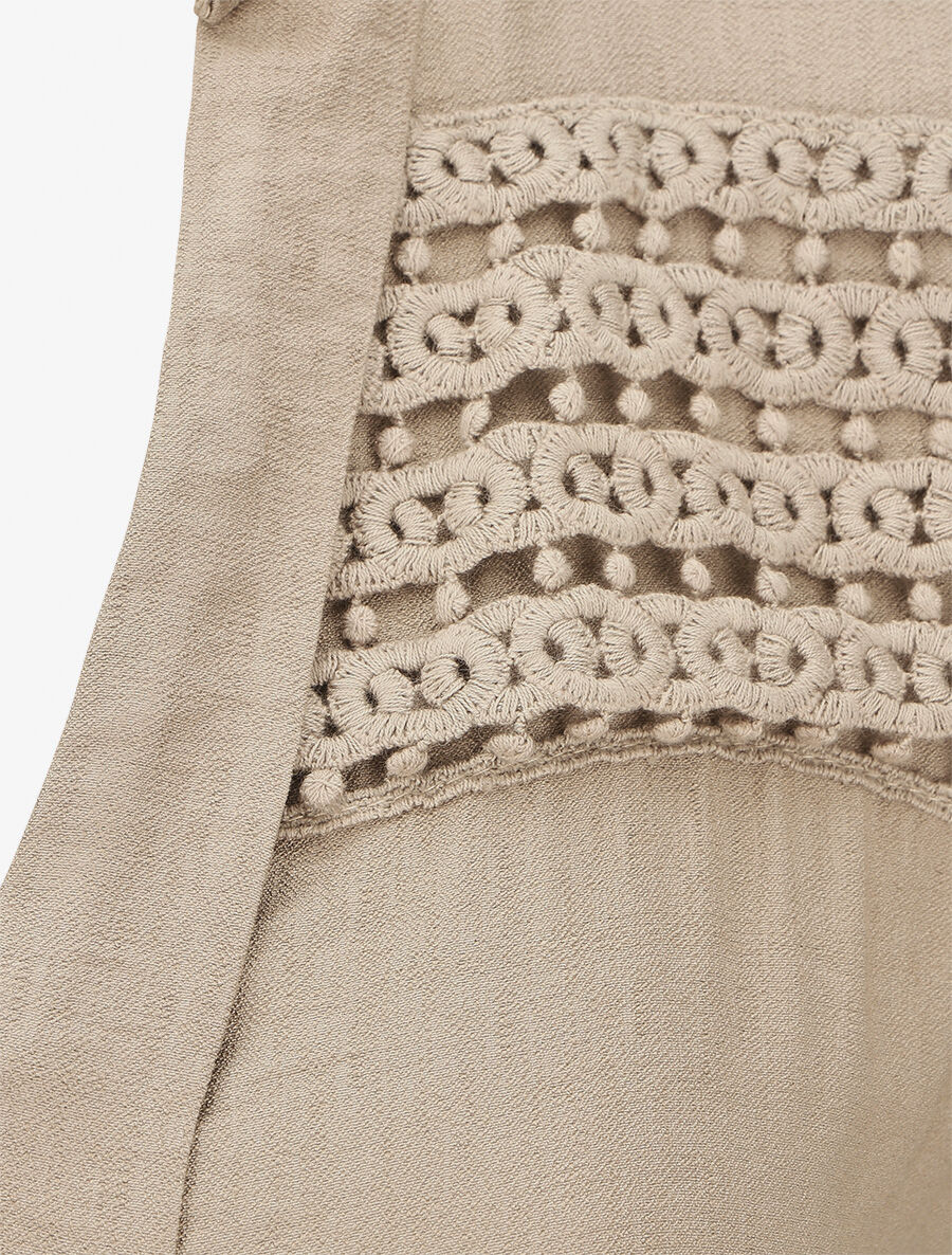 Top élastiqué uni sans manches - Taupe - 3