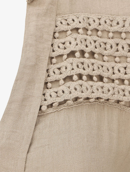 Top élastiqué uni sans manches - Taupe - 3