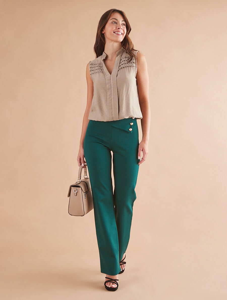 Top élastiqué uni sans manches - Taupe - 4