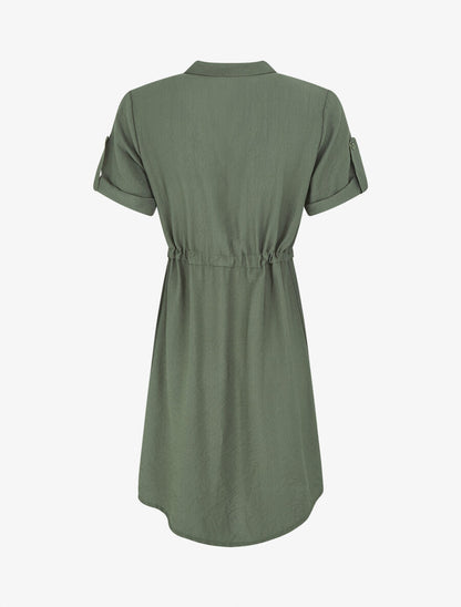 Robe unie à cordons de serrage - Kaki - 2