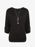 Pull fin oversize manches 3/4 - Noir - 1