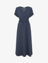 Robe longue unie col cache coeur - Bleu nuit - 5