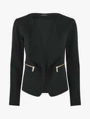 Blazer stretch à poches zippées - Noir - 1