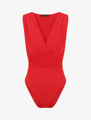 Body sans manches effet drapé - Rouge - 1