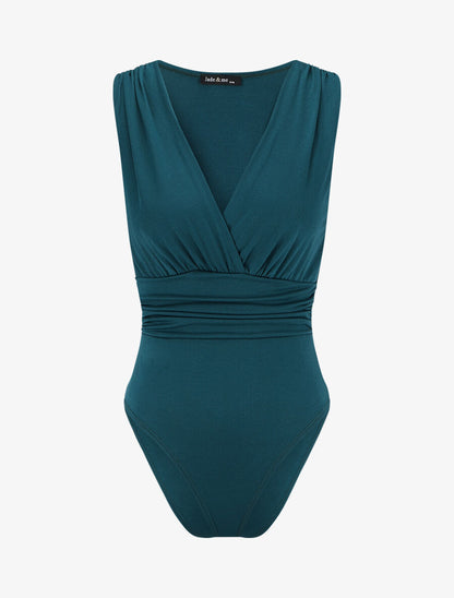 Body sans manches effet drapé - Bleu canard - 1