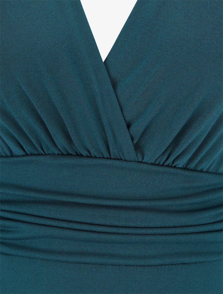 Body sans manches effet drapé - Bleu canard - 3