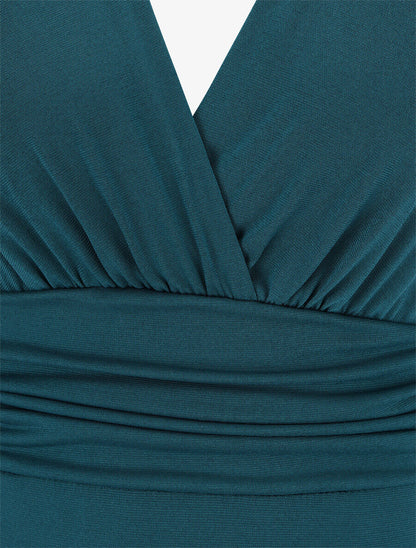 Body sans manches effet drapé - Bleu canard - 3