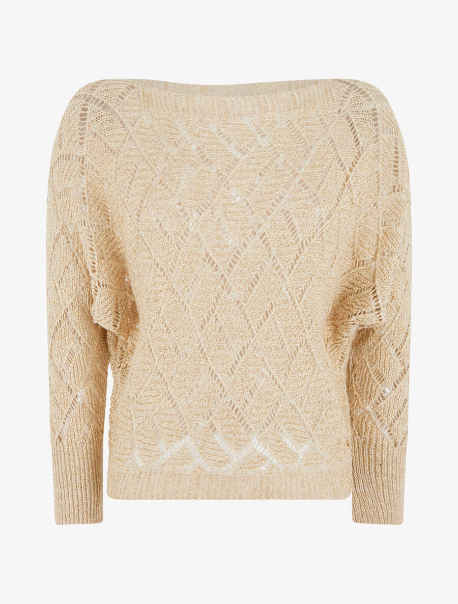 Pull brillant en maille pailletée - Or - 4