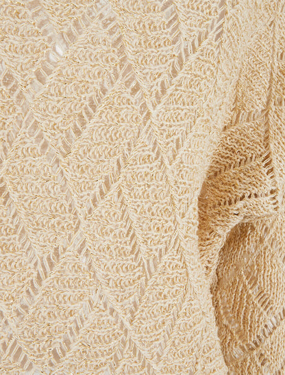 Pull brillant en maille pailletée - Or - 3