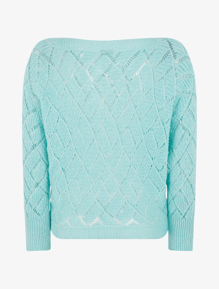 Pull brillant en maille pailletée - Turquoise - 2