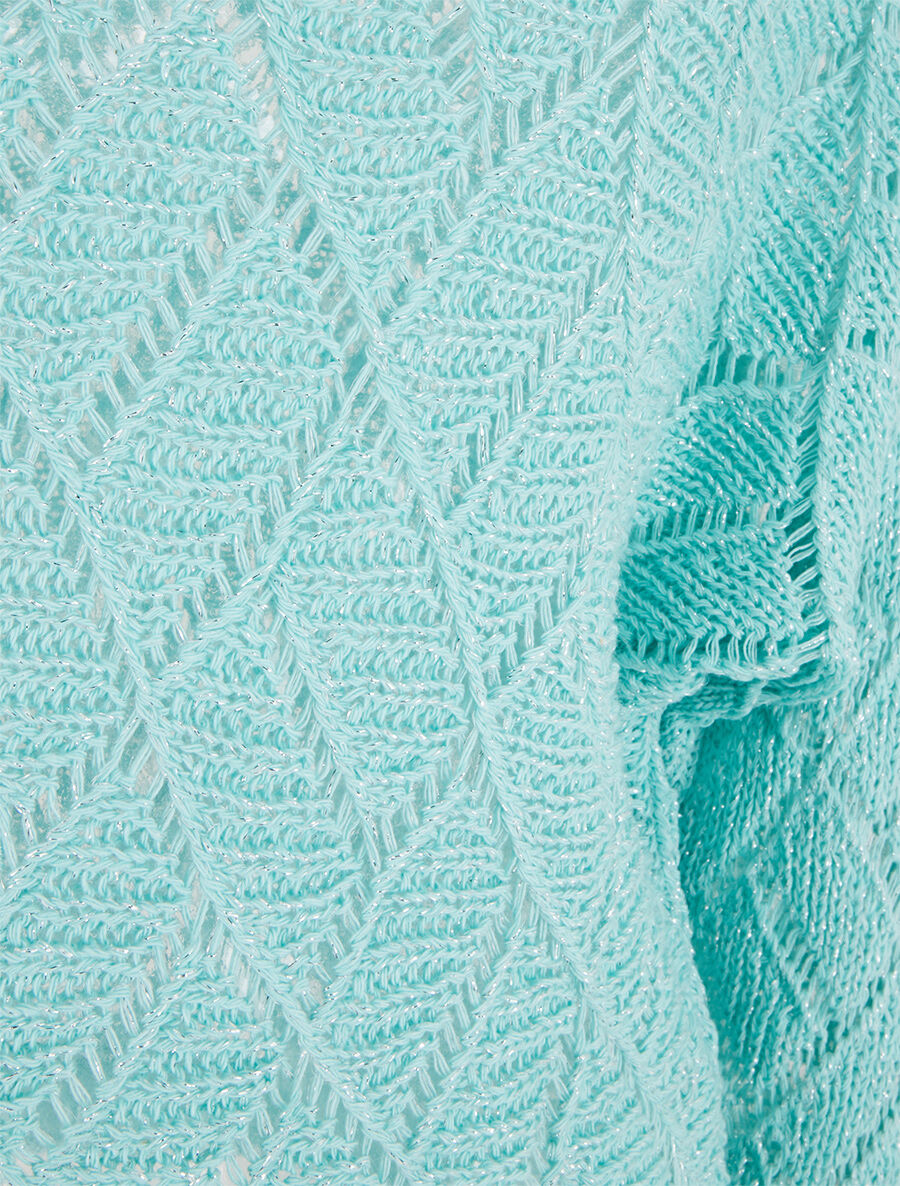 Pull brillant en maille pailletée - Turquoise - 3