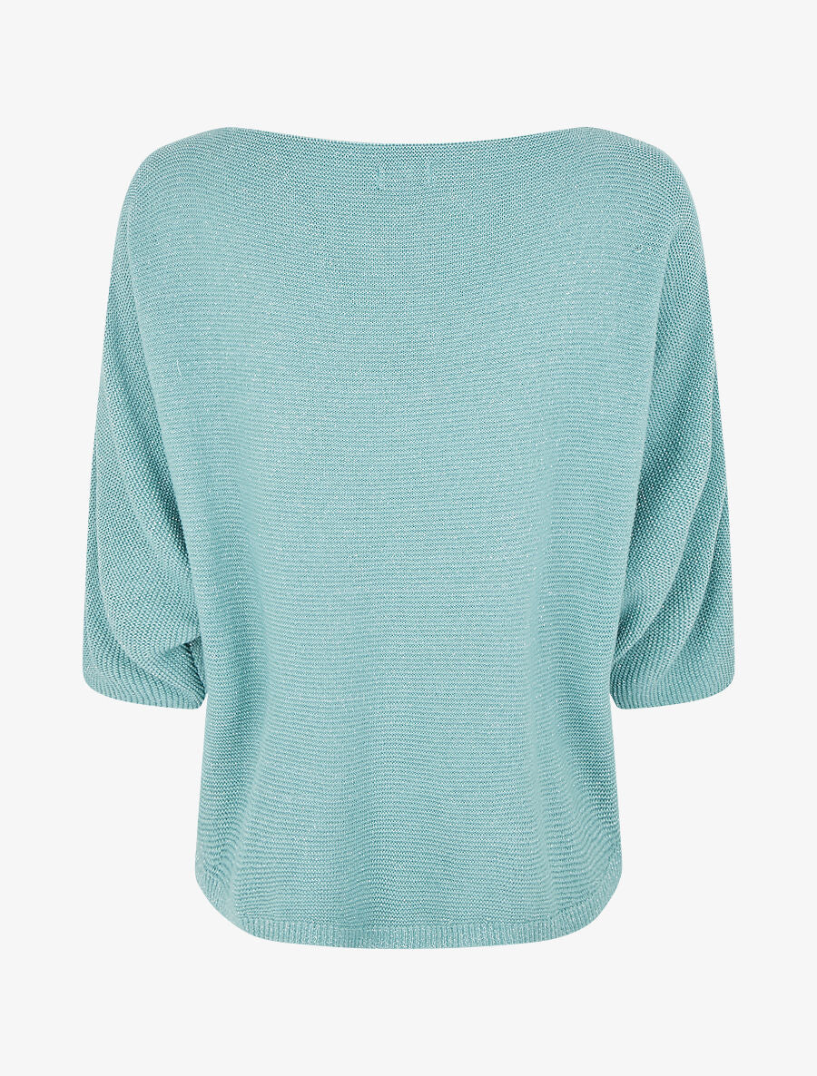 Pull en maille pailletée à col bateau - Vert d&