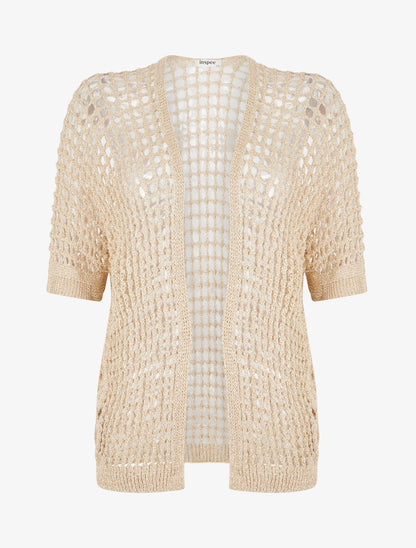 Gilet brillant en maille ajourée - Or - 4