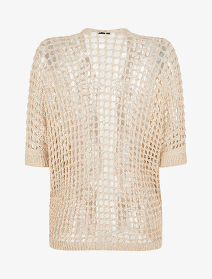 Gilet brillant en maille ajourée - Or - 2