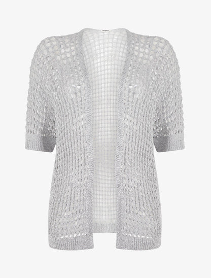 Gilet brillant en maille ajourée - Argent - 4