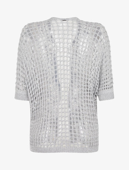 Gilet brillant en maille ajourée - Argent - 2