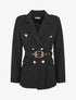 Blazer mi-long boutonné et ceinturé - Noir - 1