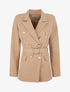 Blazer mi-long boutonné et ceinturé - Camel - 1