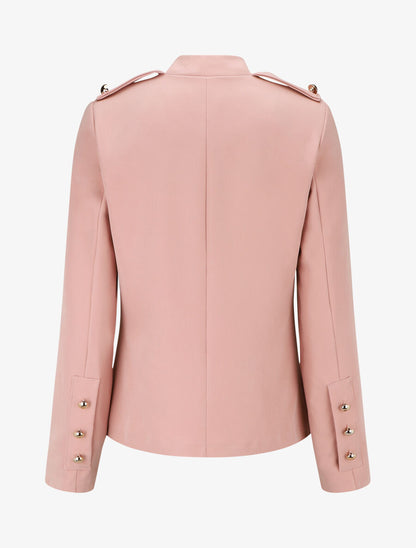 Blazer uni mi-long boutonné - Rose - 2