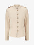 Blazer uni mi-long boutonné - Beige - 1