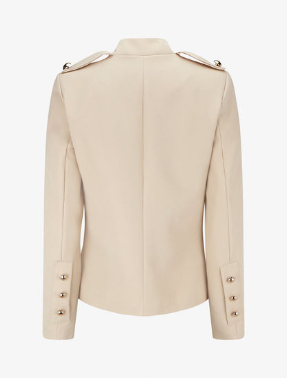 Blazer uni mi-long boutonné - Beige - 2