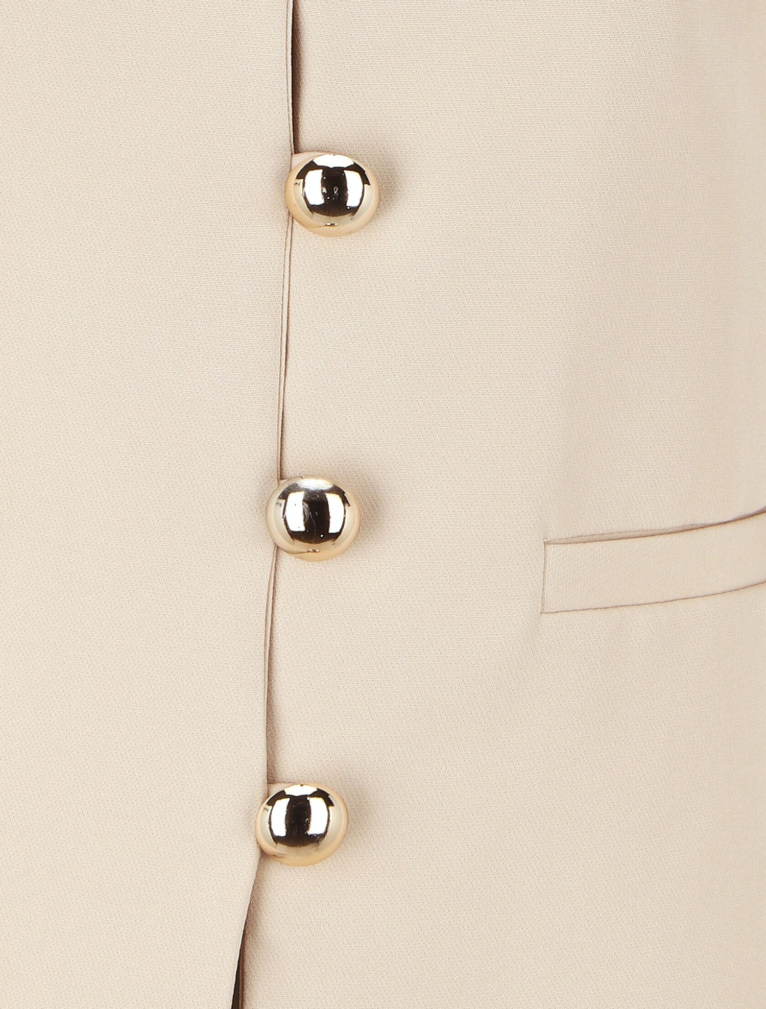 Blazer uni mi-long boutonné - Beige - 3