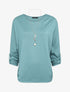 Pull fin oversize manches 3/4 - Bleu - 1