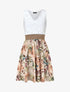 Robe bi-matière imprimé tropical - Beige - 1