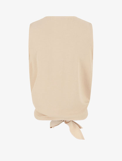 Top à fermeture boutonnée et liens à nouer - Beige - 2