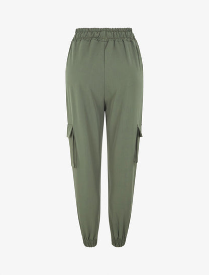 Pantalon cargo fluide à bords élastiqués - Kaki - 2