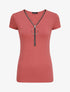 T-shirt stretch à encolure zippée - Rose foncé - 4