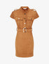 Robe courte en suédine ceinturée - Camel - 1