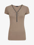 T-shirt stretch à encolure zippée - Taupe - 1