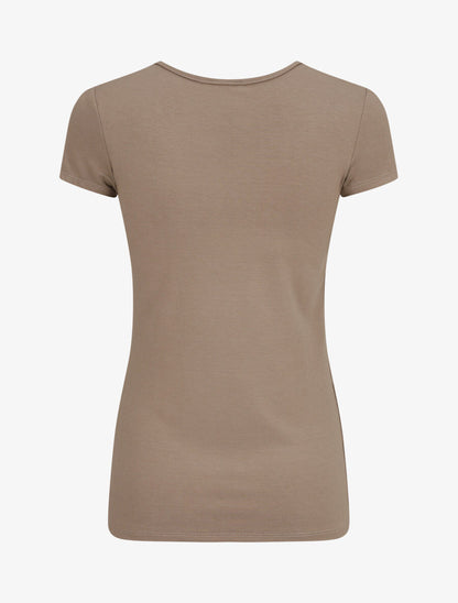 T-shirt stretch à encolure zippée - Taupe - 2
