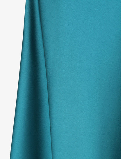 Jupe longue satinée et évasée - Bleu canard - 3