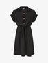 Robe unie à noeud et manches courtes - Noir - 1