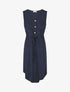 Robe mi-longue sans manches élastiquée - Marine - 1
