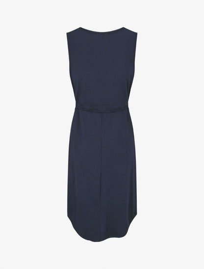 Robe mi-longue sans manches élastiquée - Marine - 2