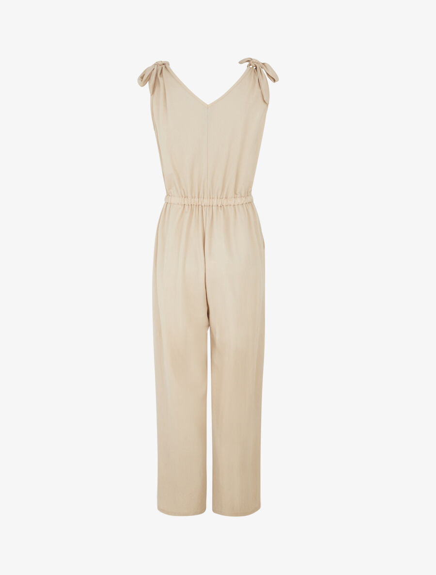 Combinaison ample bretelles à noeud - Beige - 2
