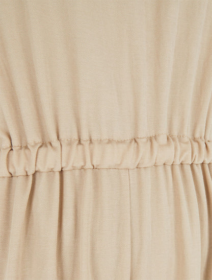 Combinaison ample bretelles à noeud - Beige - 3