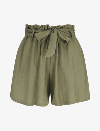 Short évasé taille haute - Kaki - 1