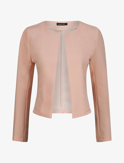 Veste droite unie à col rond - Rose pâle - 1