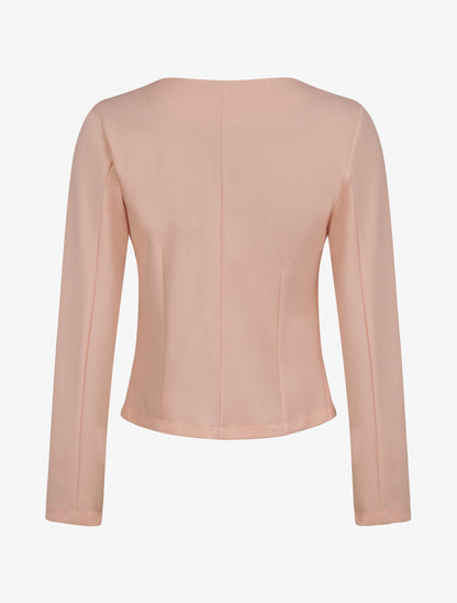 Veste droite unie à col rond - Rose pâle - 2