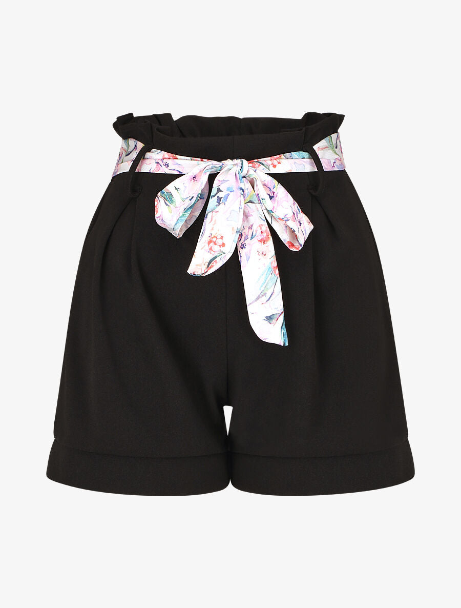Short élastiqué uni - Noir - 4